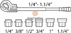 Диапазон применения клуппа трубного ручного Super-Ego 600 Set Compact 1/2"-3/4"-1" BSPT R